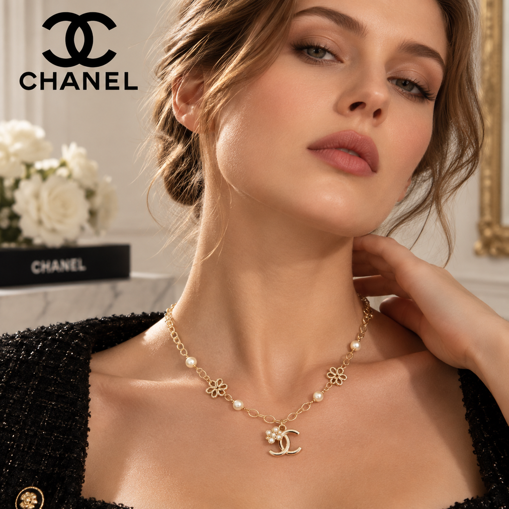 CHANEL P85 Pearl Double-C Chain Necklace