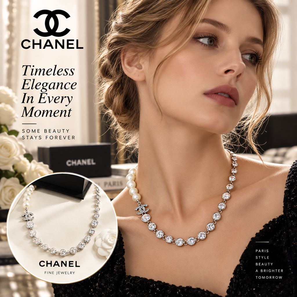 CHANEL Pearl Crystal Necklace