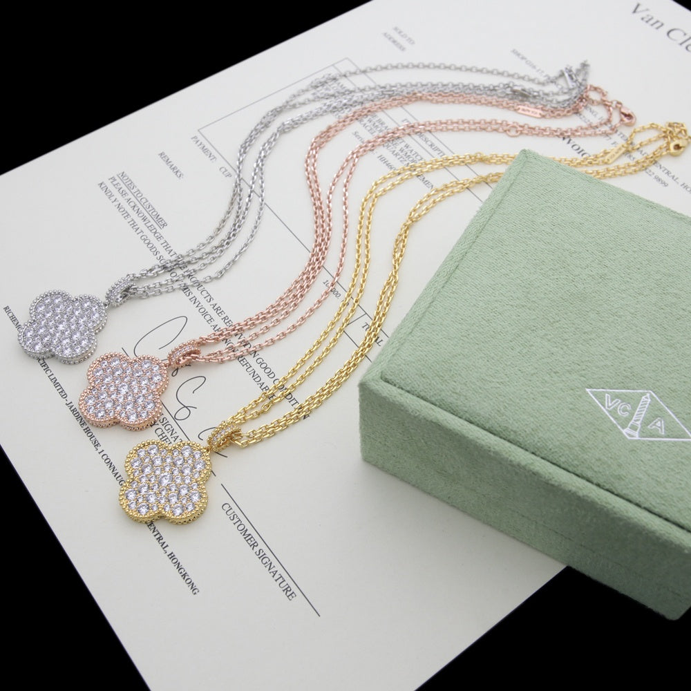 Crystal Four-Leaf Clover Long Necklace