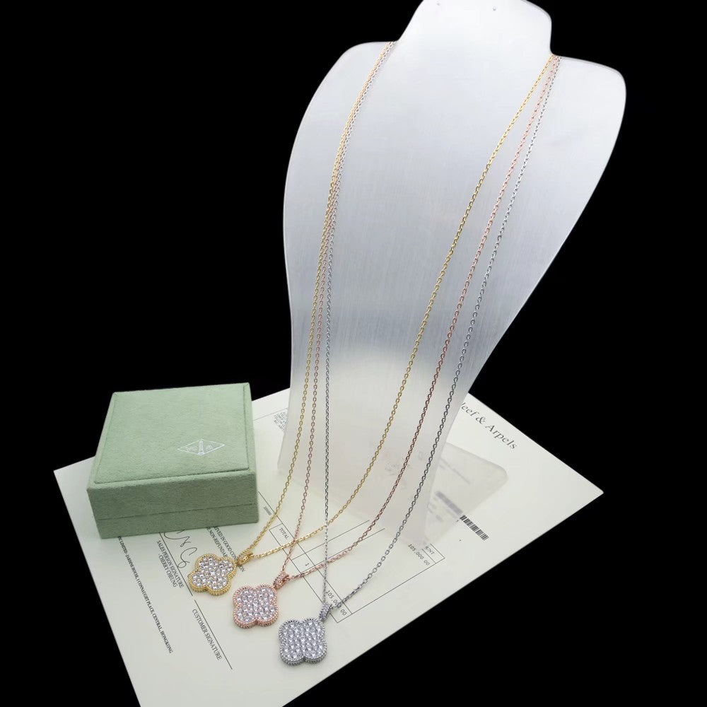 Crystal Four-Leaf Clover Long Necklace