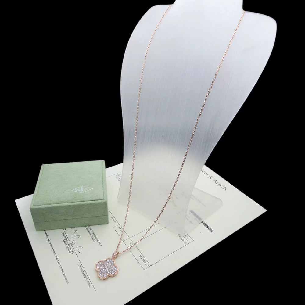 Crystal Four-Leaf Clover Long Necklace
