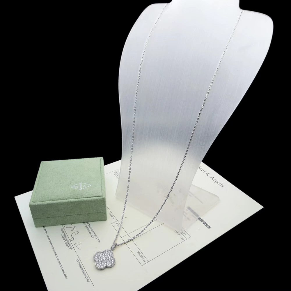 Crystal Four-Leaf Clover Long Necklace