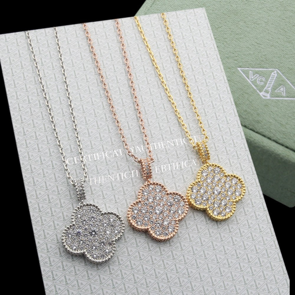 Crystal Four-Leaf Clover Long Necklace