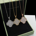 Crystal Four-Leaf Clover Long Necklace