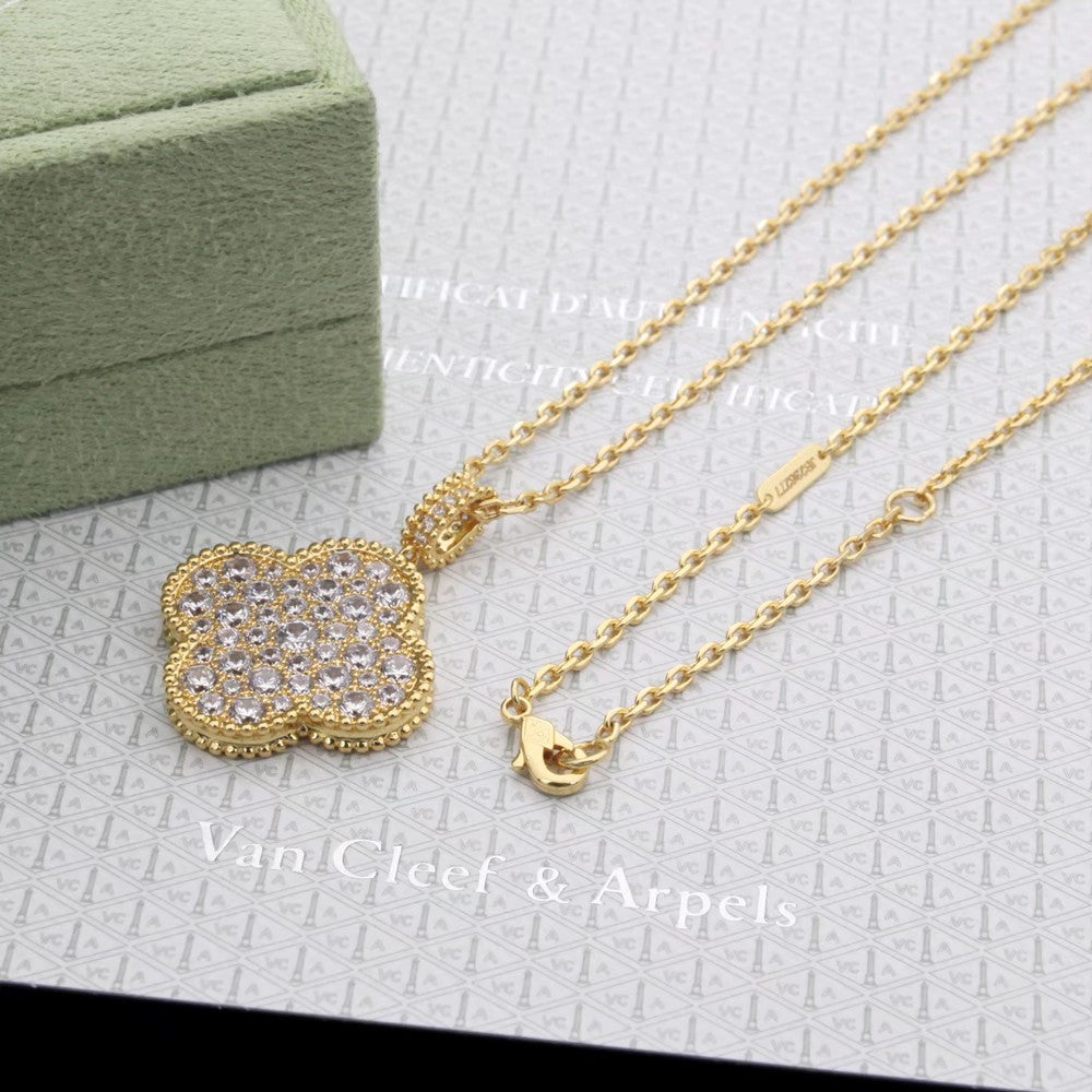 Crystal Four-Leaf Clover Long Necklace
