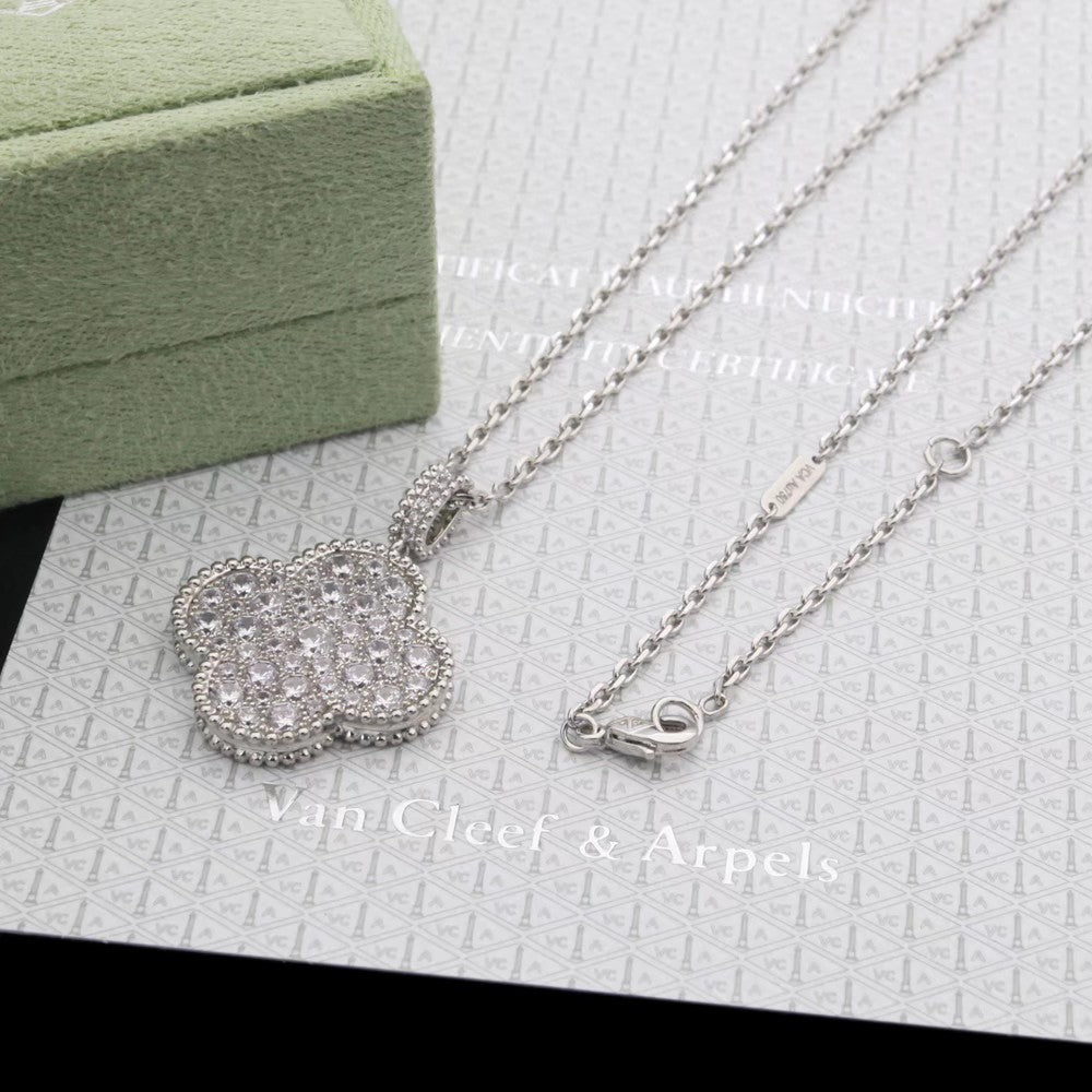 Crystal Four-Leaf Clover Long Necklace