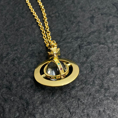 Vivienne Westwood Minimalist Planet Crystal Necklace