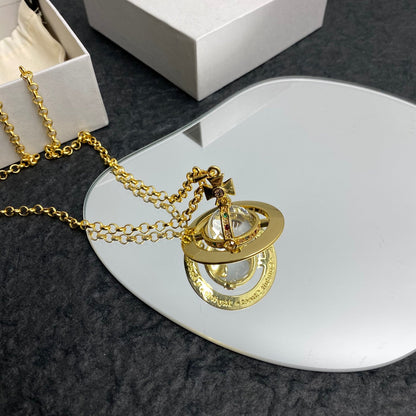 Vivienne Westwood Minimalist Planet Crystal Necklace