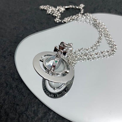 Vivienne Westwood Minimalist Planet Crystal Necklace