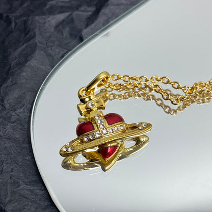 Vivienne Westwood Minimalist Planet Crystal Necklace