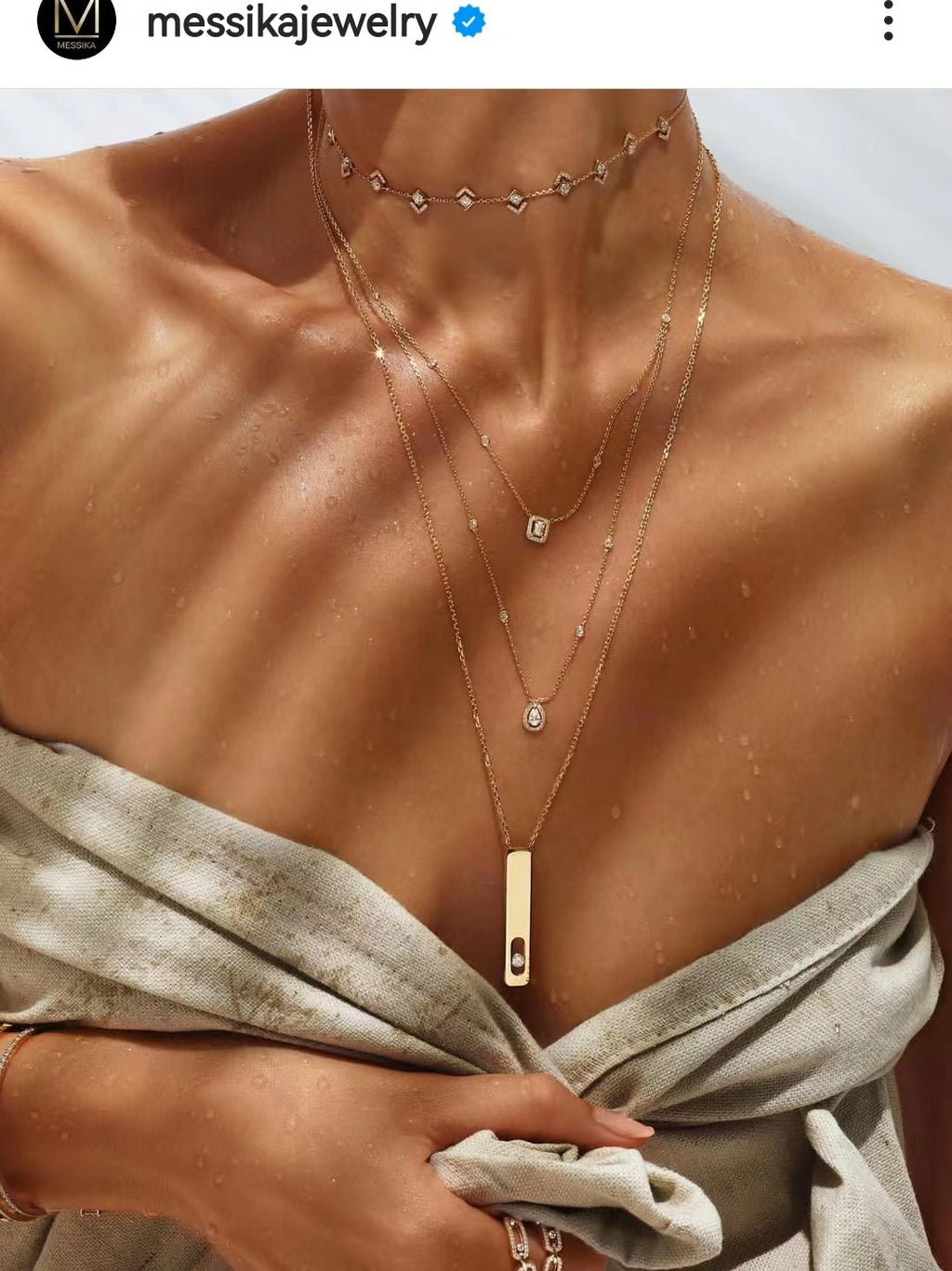 MESSIKA Crystal Gold-Tone Silver-Tone Rose Gold-Tone Necklace