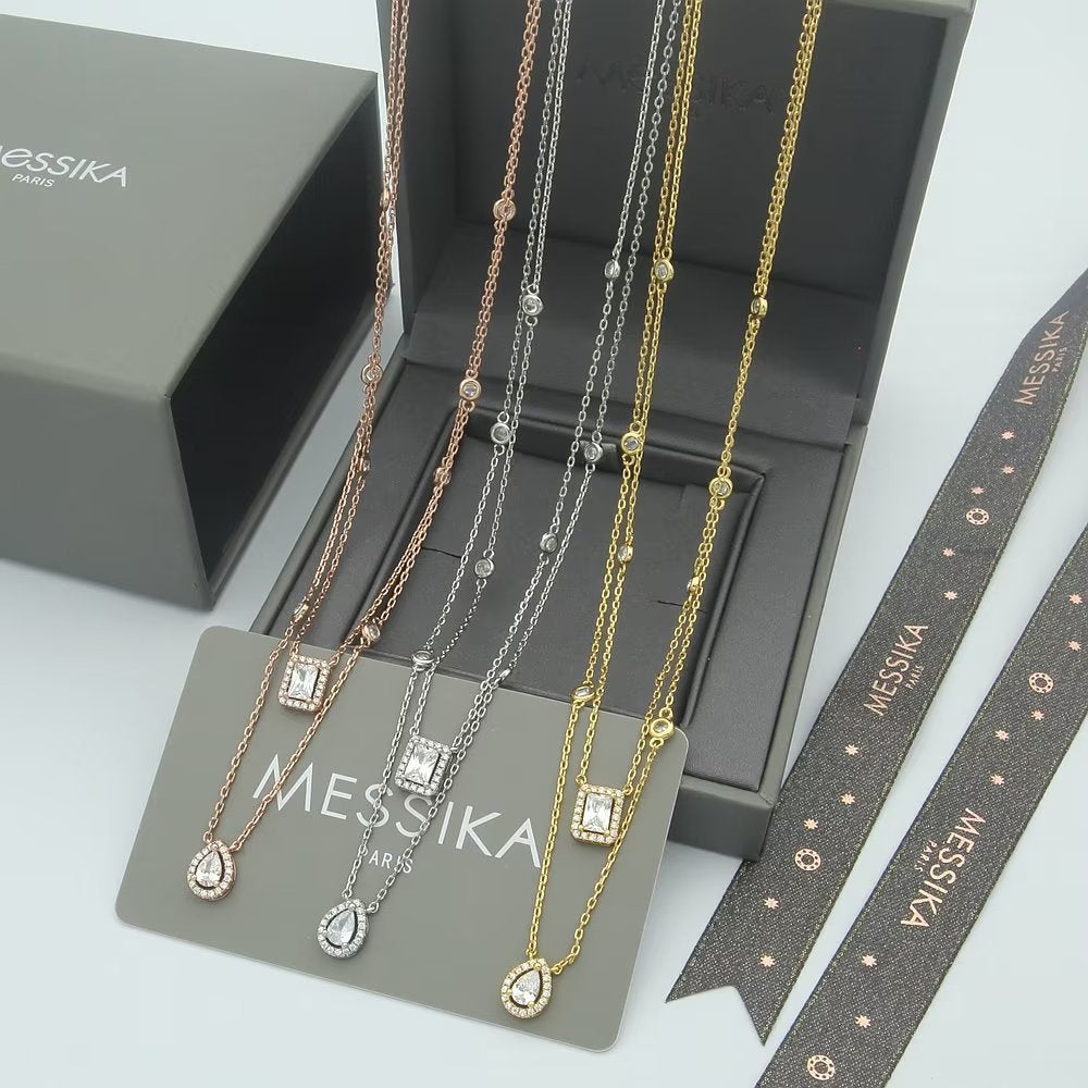 MESSIKA Crystal Gold-Tone Silver-Tone Rose Gold-Tone Necklace
