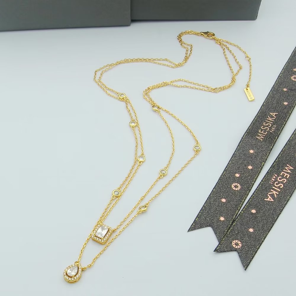 MESSIKA Crystal Gold-Tone Silver-Tone Rose Gold-Tone Necklace