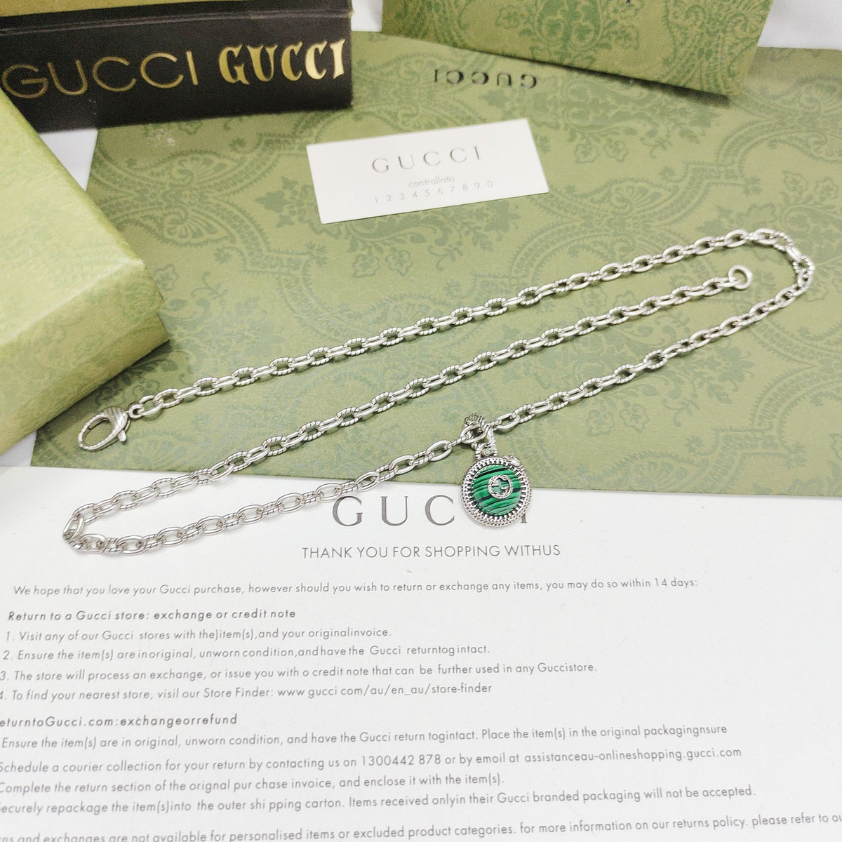 GUCCI Turquoise Interlocking-G Necklace