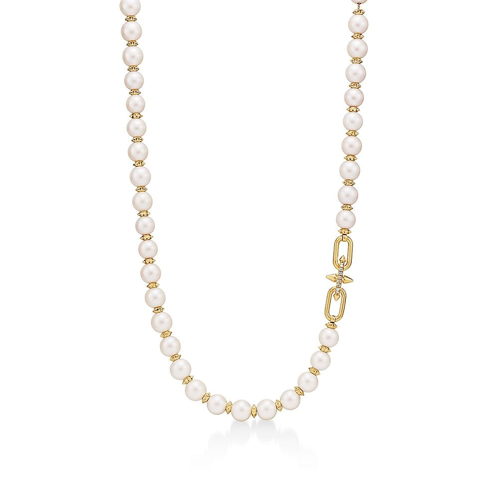 TIFFANY & CO. Pearl Gold-Tone Silver-Tone Necklace