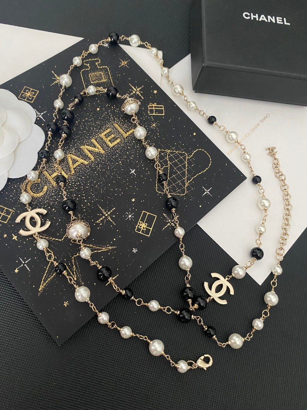 CHANEL Pearl Long Necklace