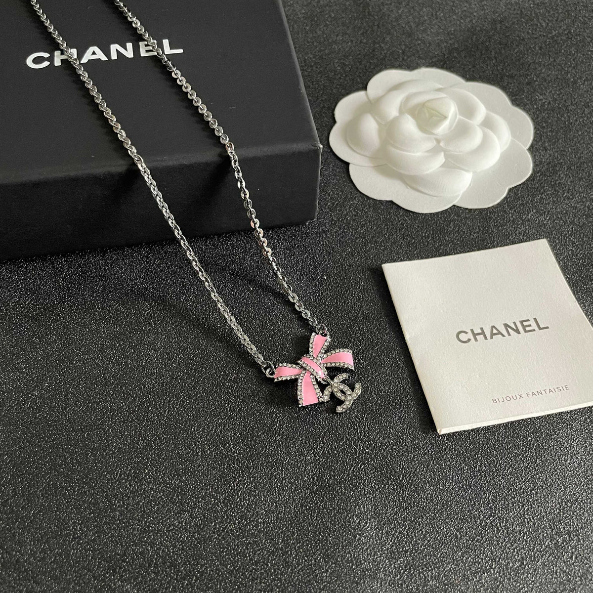 CHANEL P85 Double-C Bow Necklace