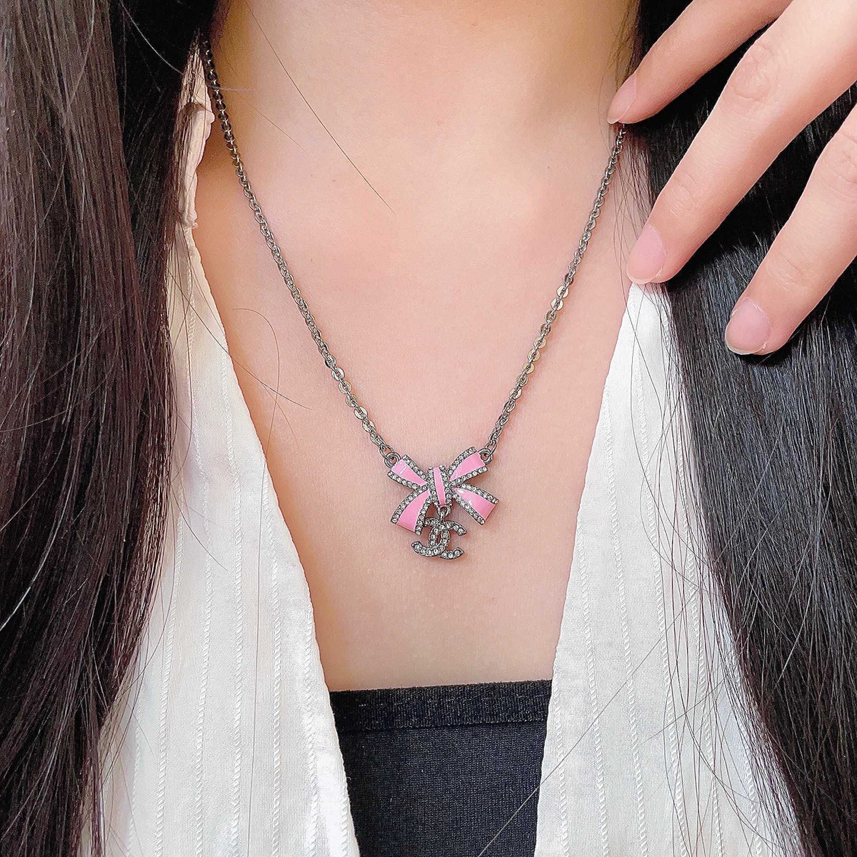 CHANEL P85 Double-C Bow Necklace
