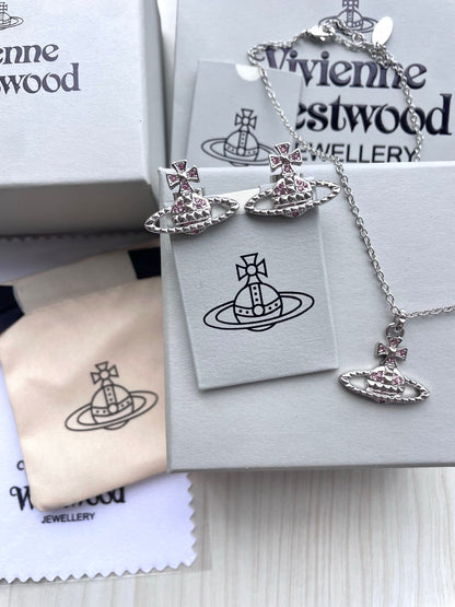 Vivienne Westwood Rhinestone Collar Necklace + Stud Earrings