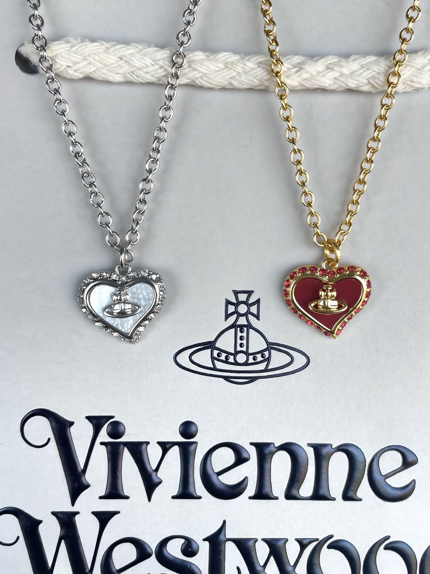 Vivienne Westwood Shell & Rhinestone Collarbone Necklace