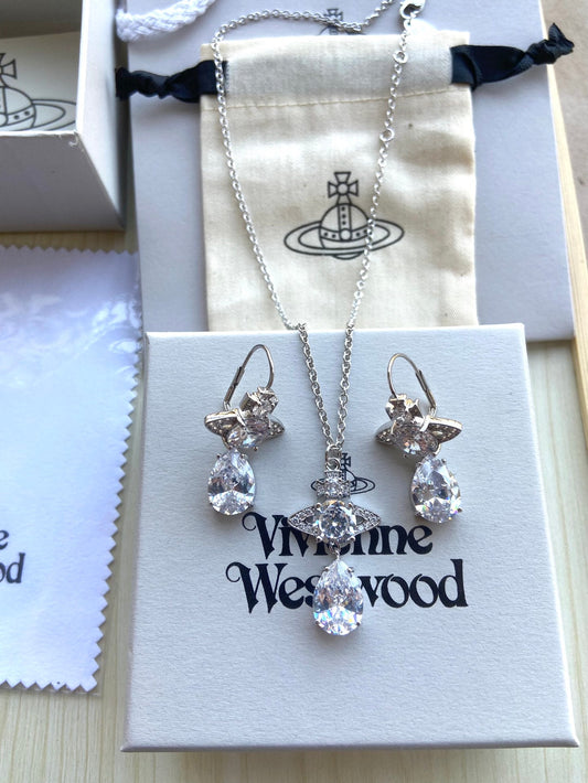 Vivienne Westwood Rhinestone Necklace & Earring Set (2-Piece)