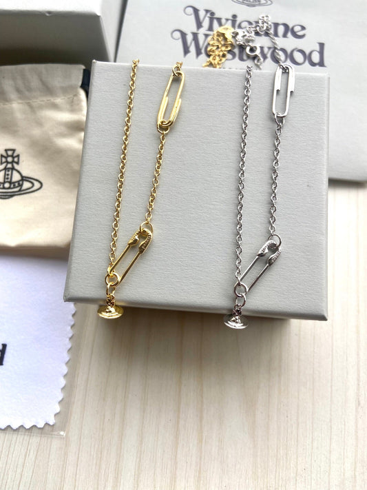 Vivienne Westwood Minimalist Safety Pin Clavicle Chain