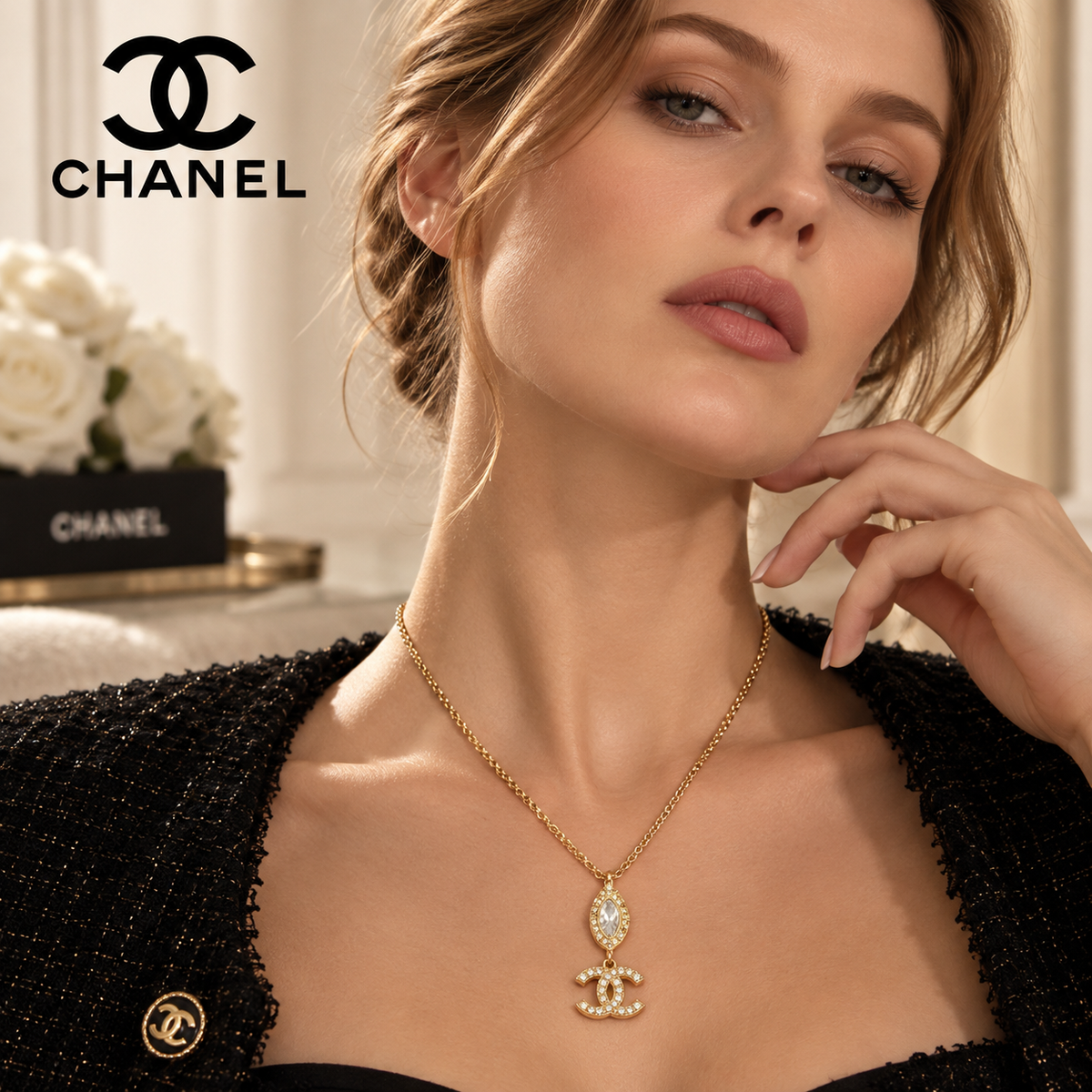 CHANEL P60 Crystal Chain Necklace