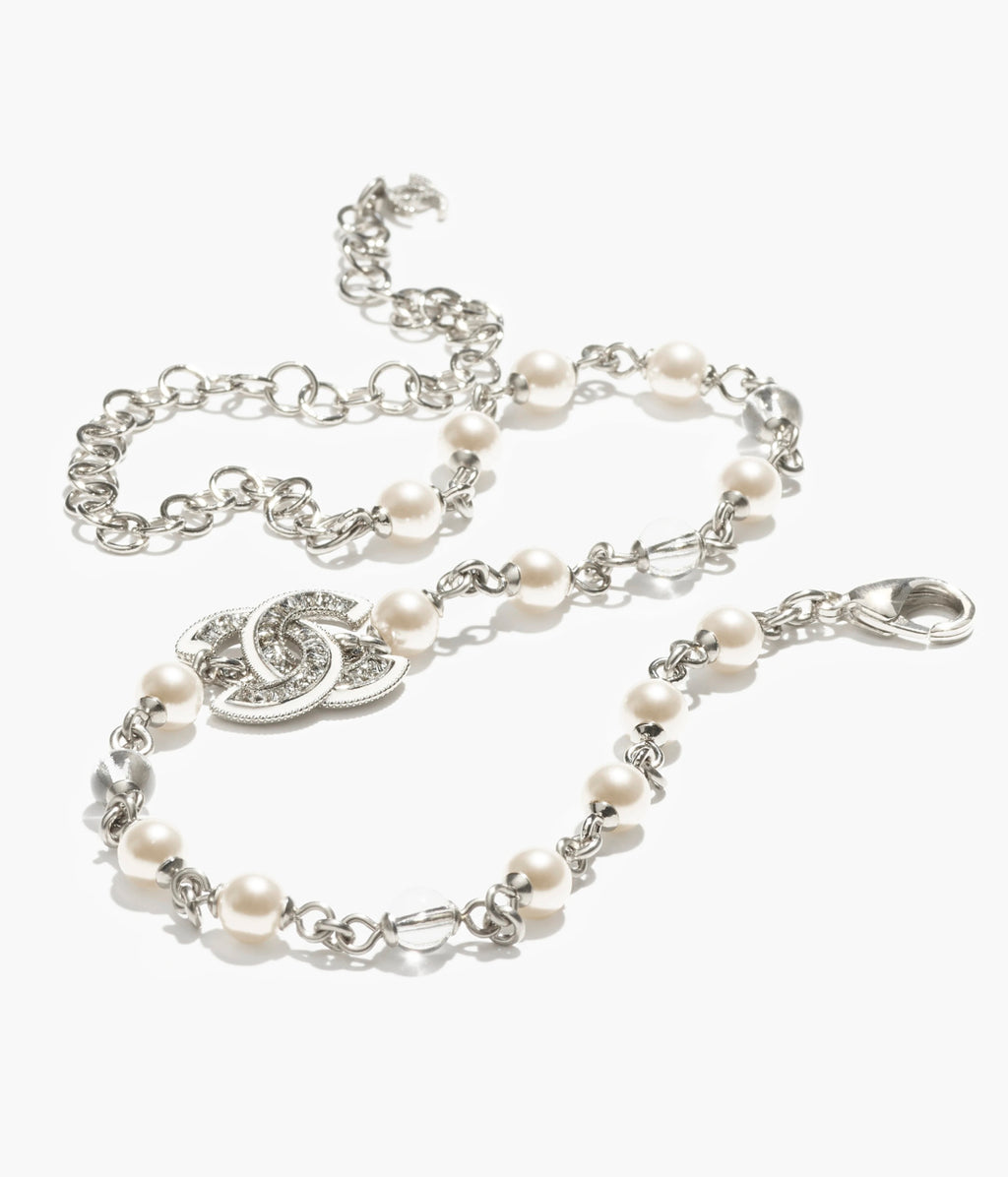 CHANEL Pearl Crystal Enamel Necklace