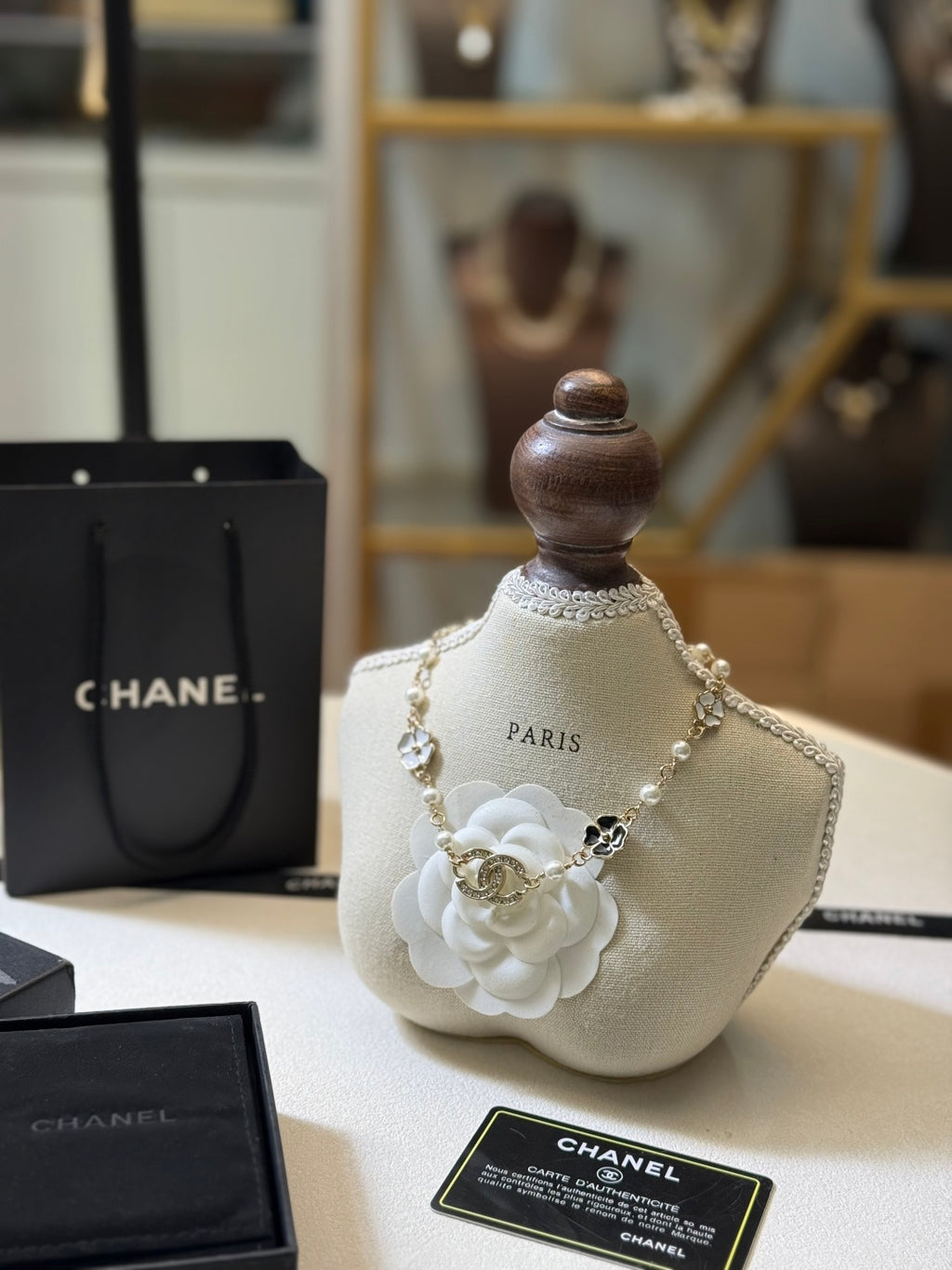 CHANEL Pearl Crystal Enamel Necklace