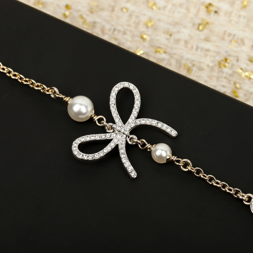 Pearl Double-C Bow Necklace