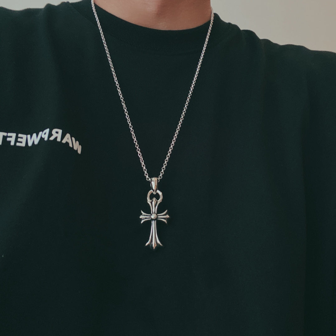 Pearl Vintage Cross Necklace