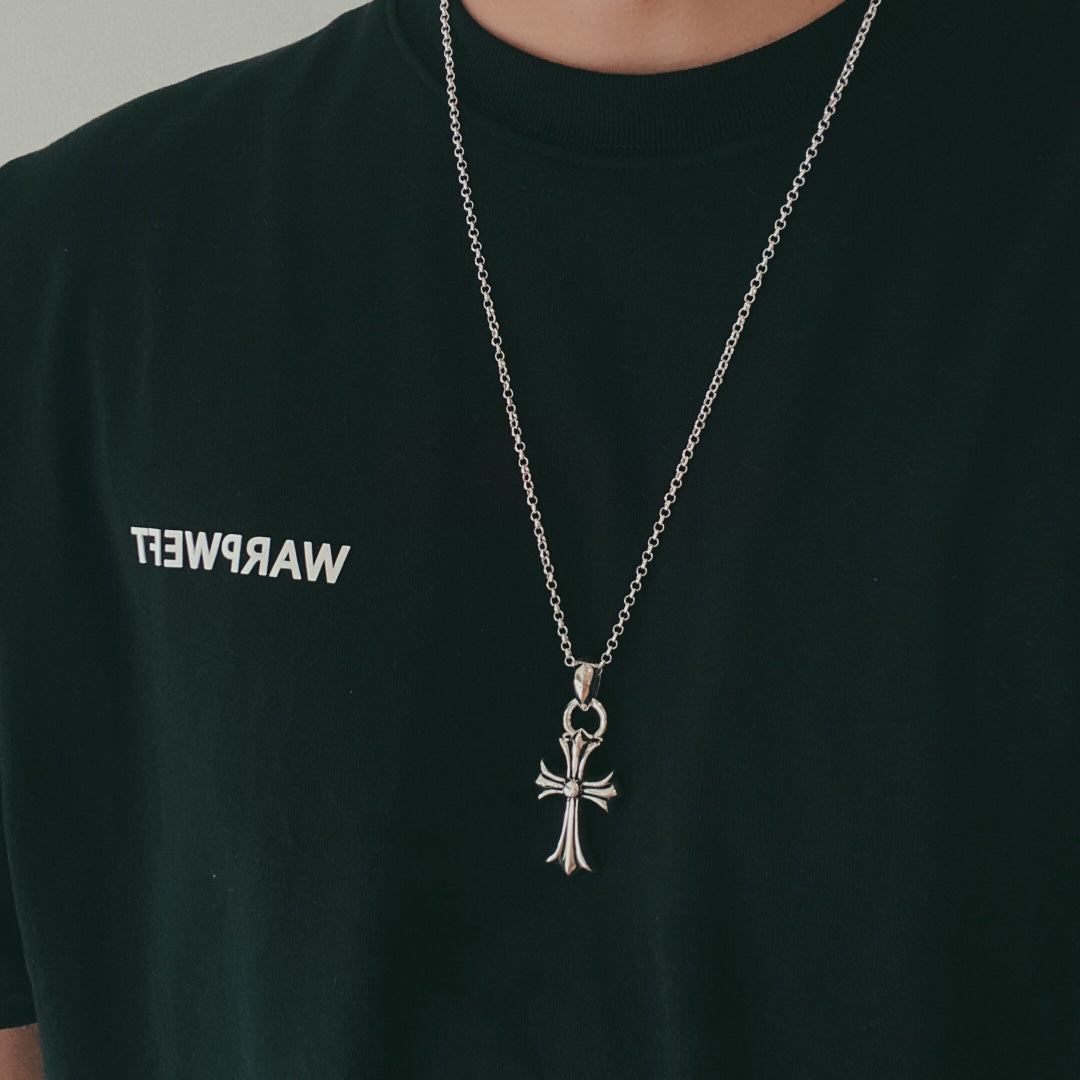 Pearl Vintage Cross Necklace