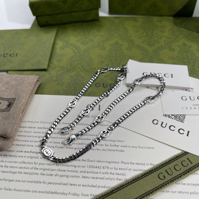 GUCCI Enamel Interlocking-G Wide Necklace