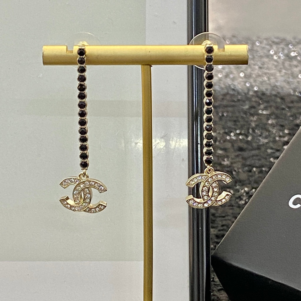 CHANEL Crystal Double-C Pendant Necklace