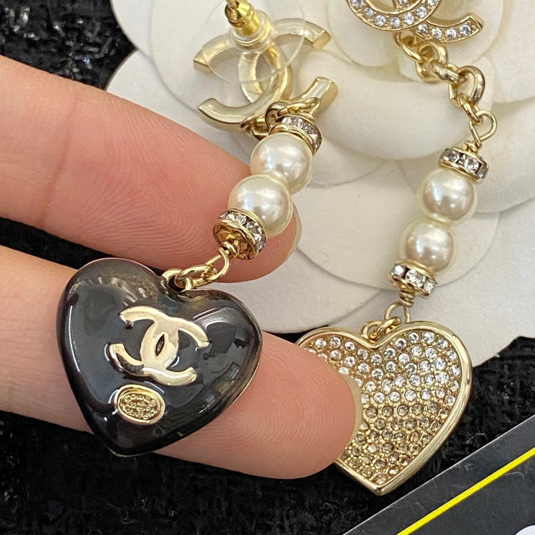CHANEL Pearl Crystal Double-C Pendant Necklace