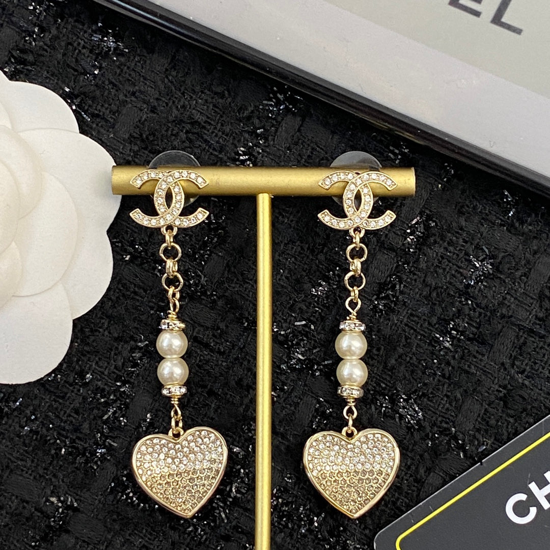 CHANEL Pearl Crystal Double-C Pendant Necklace