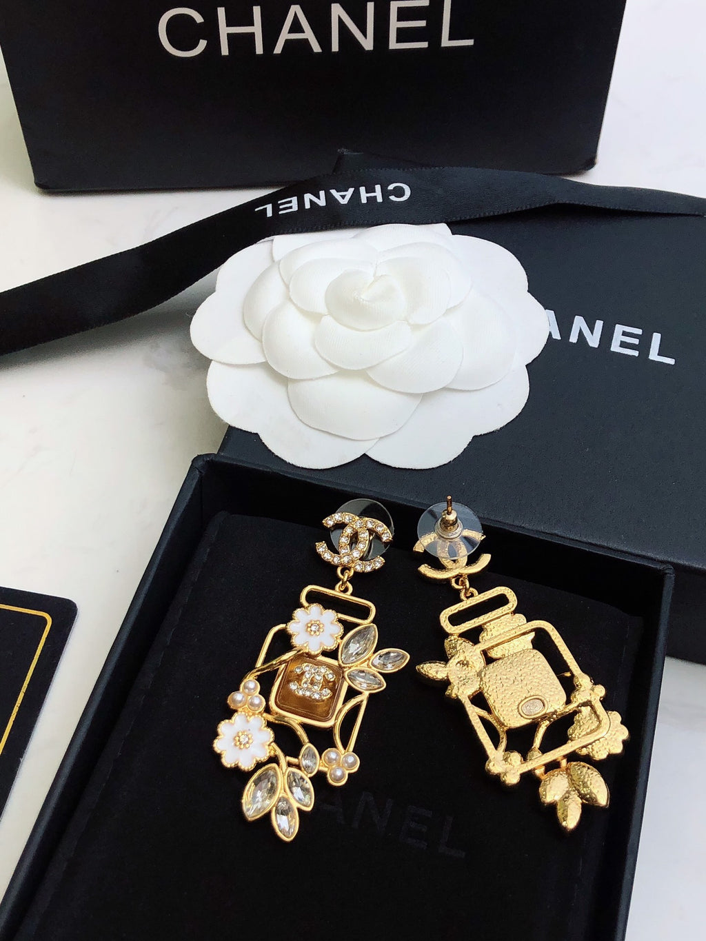 CHANEL Double-C Camellia Earrings