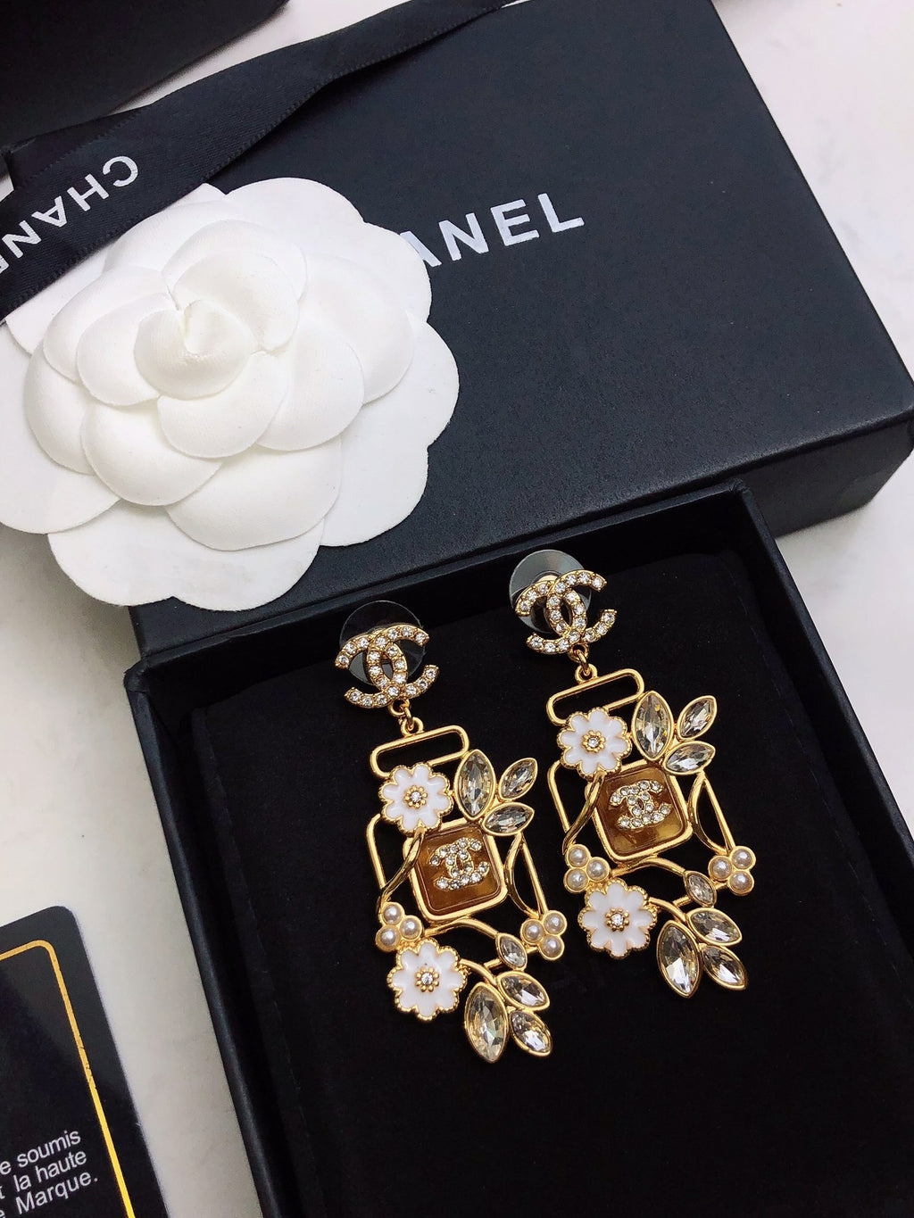 CHANEL Double-C Camellia Earrings