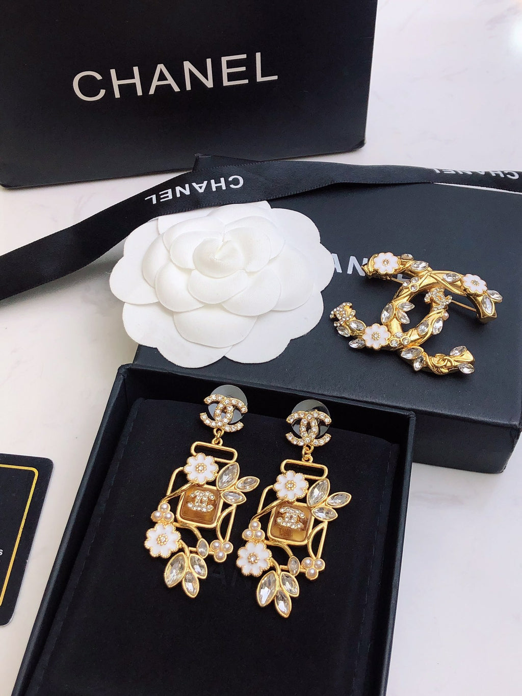 CHANEL Double-C Camellia Earrings