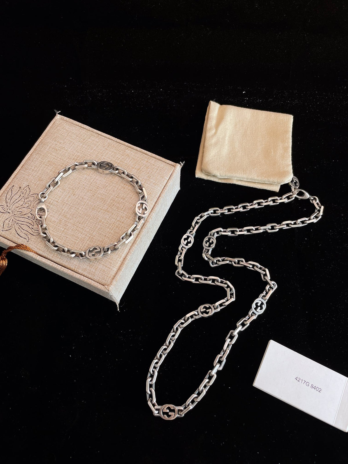 GUCCI 925 Sterling Silver Interlocking-G Necklace