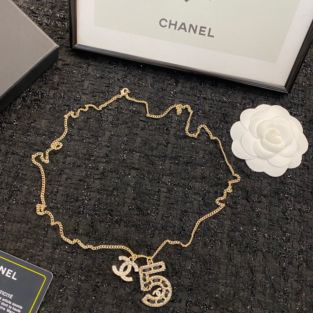 CHANEL Crystal Layered Long Necklace
