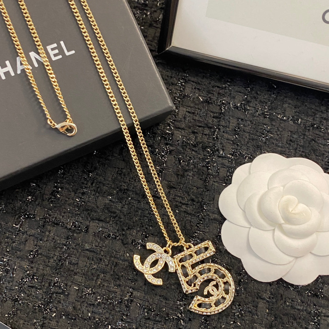 CHANEL Crystal Layered Long Necklace