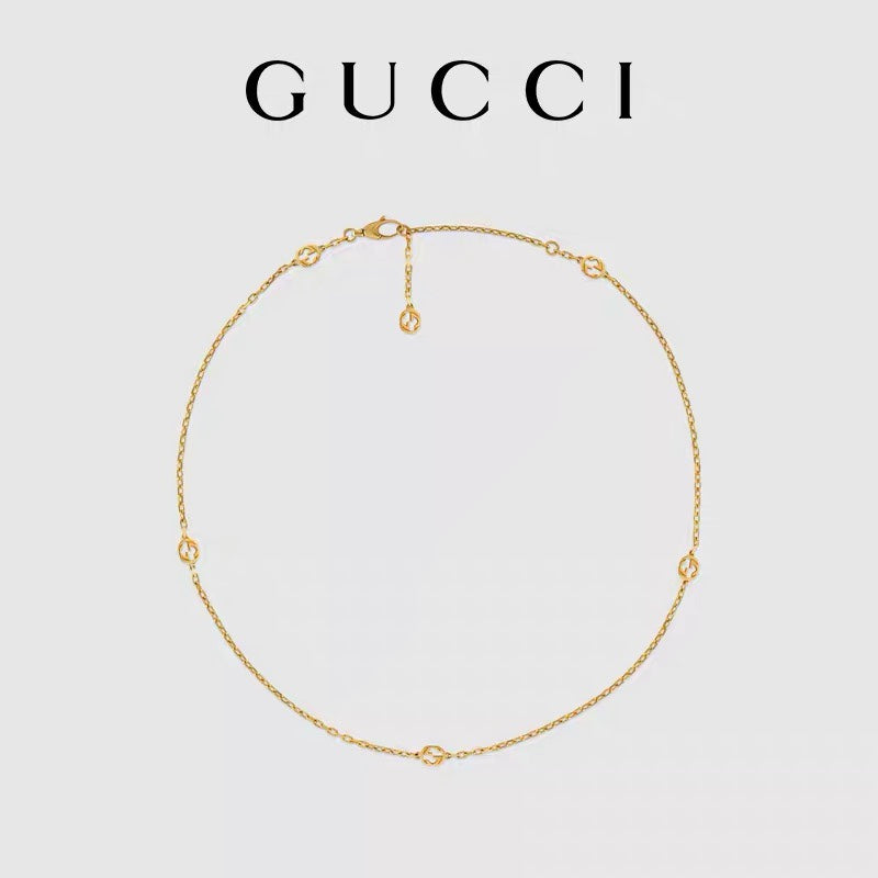 GUCCI 18K Gold Gold-Tone Interlocking-G Necklace