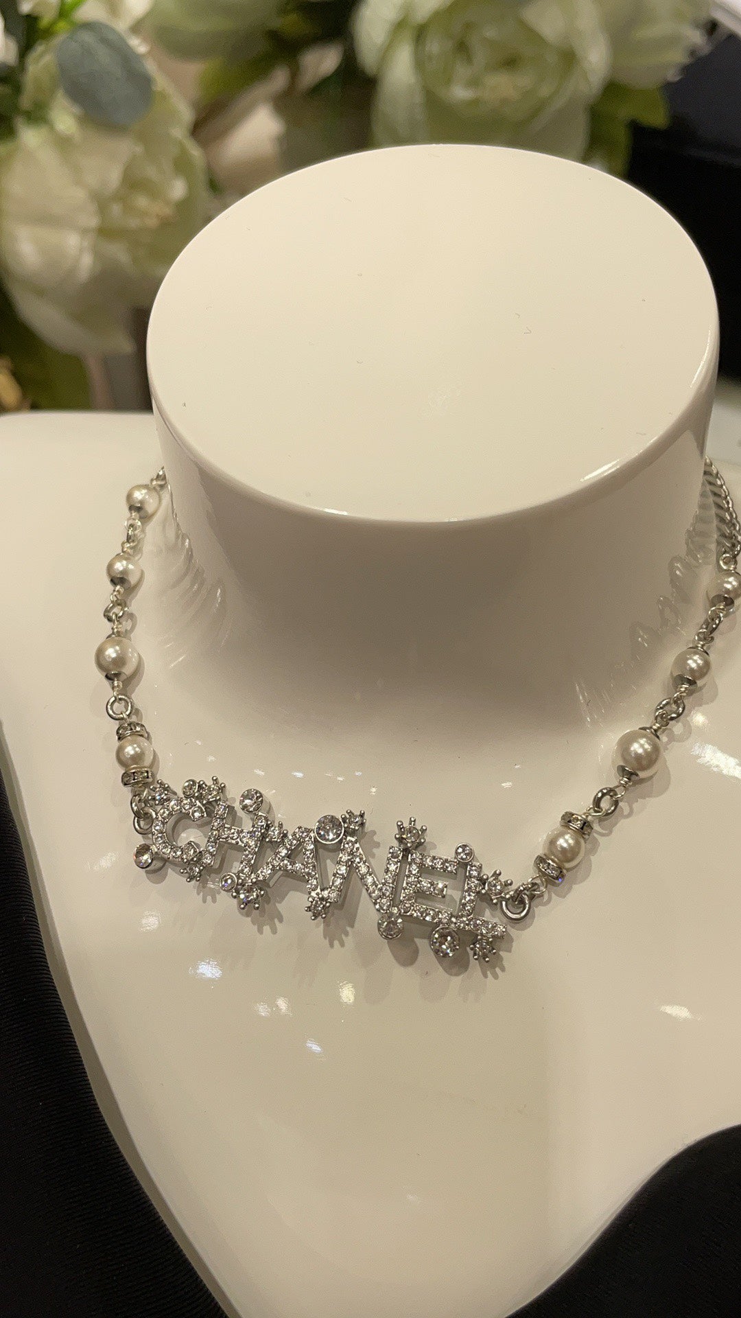 CHANEL Pearl Crystal Necklace