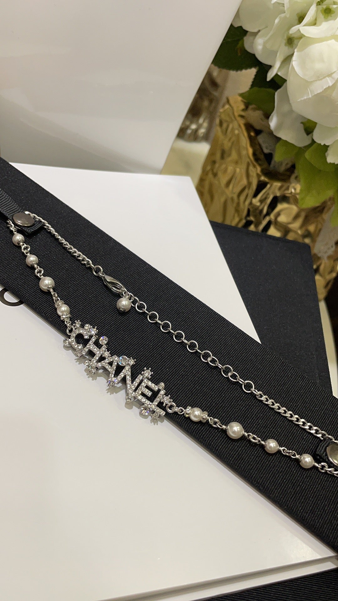 CHANEL Pearl Crystal Necklace