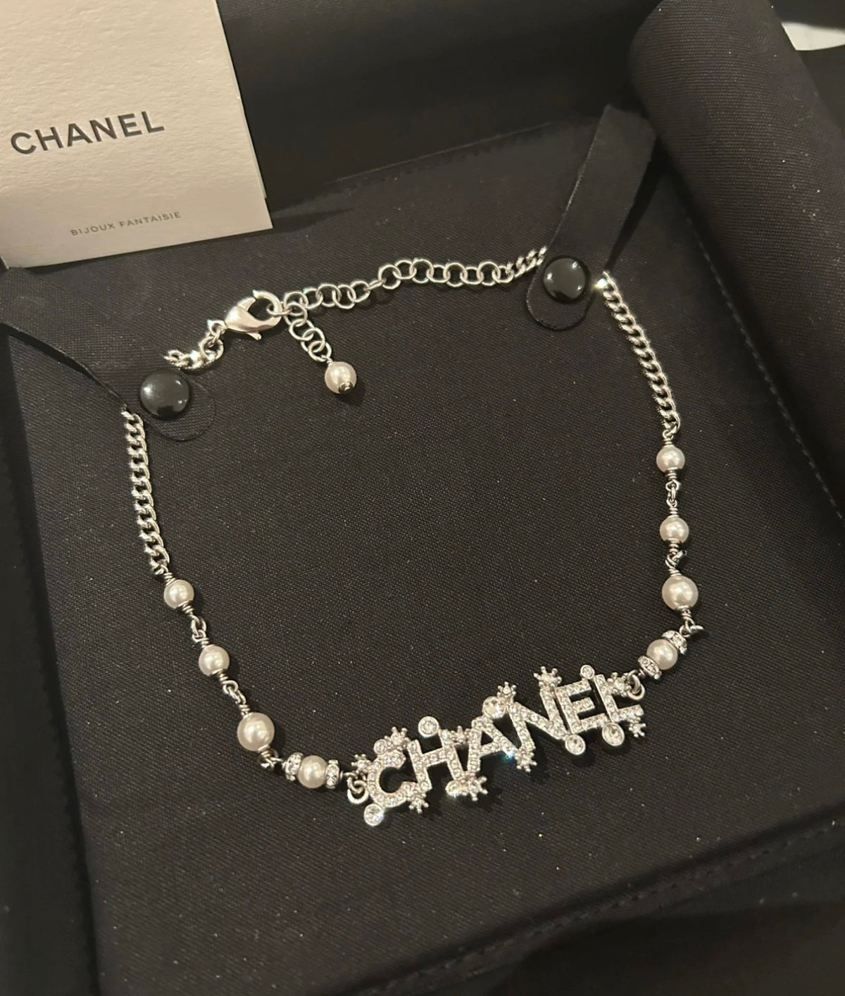CHANEL Pearl Crystal Necklace