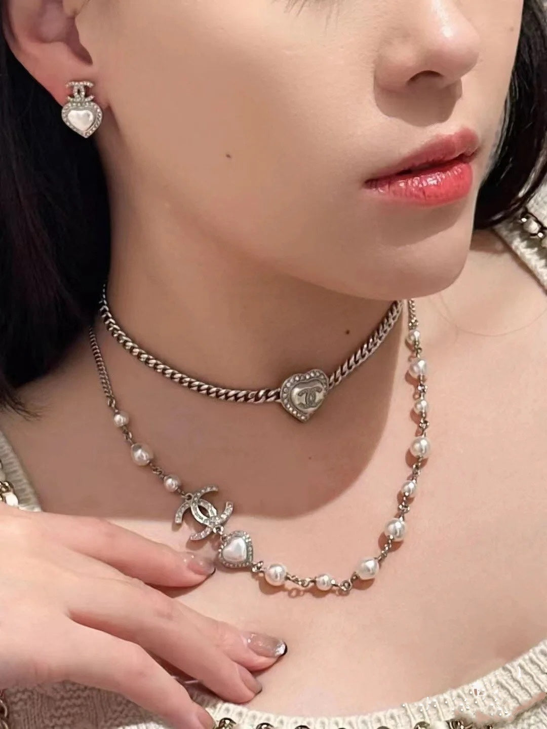 CHANEL Pearl Crystal Necklace