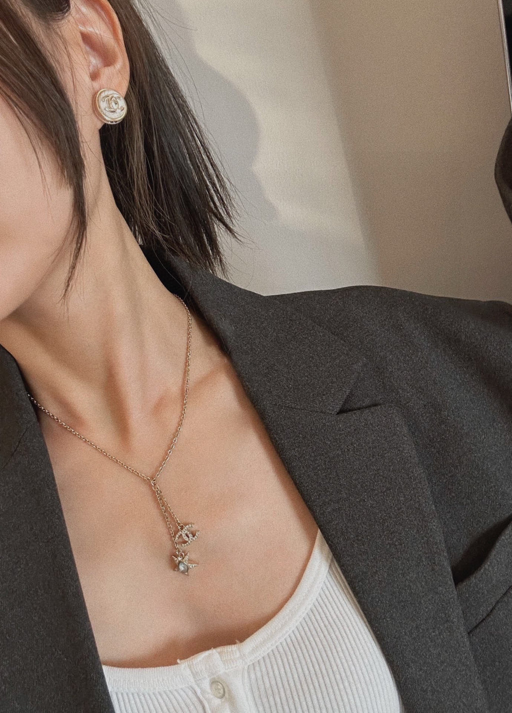 CHANEL P80 Crystal Double-C Necklace