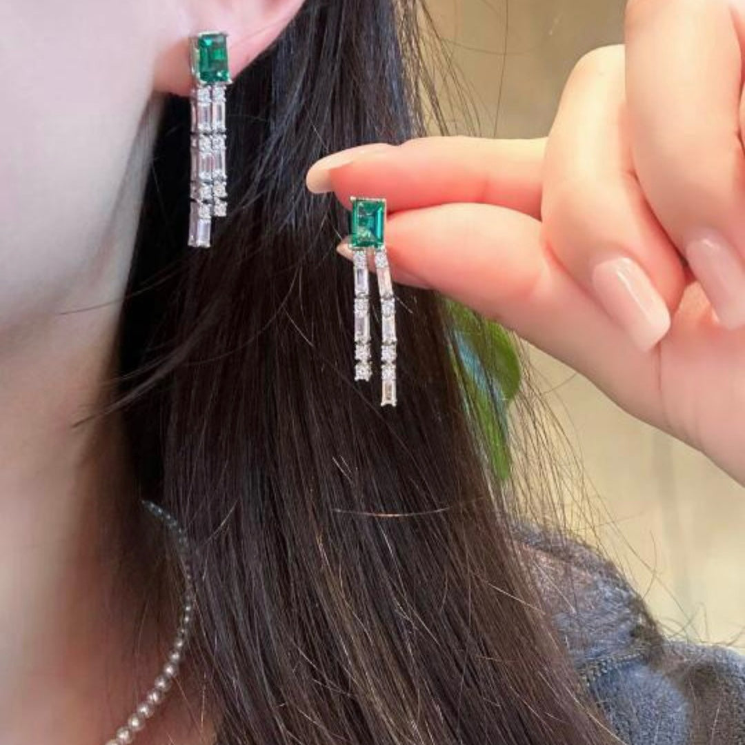 A3661 Crystal Tassel Earrings