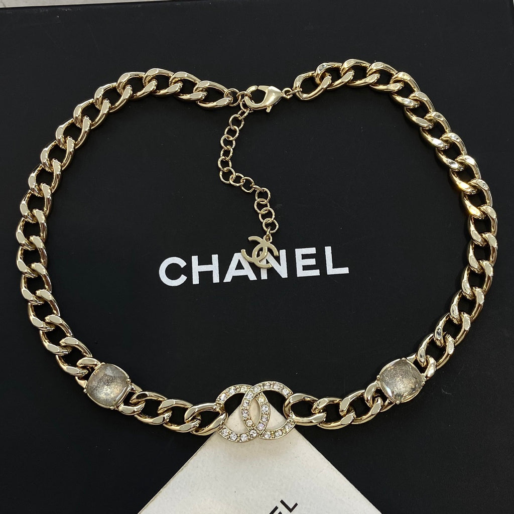 CHANEL P80 Crystal Double-C Choker Necklace